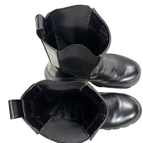 ZARA Platform Lug Sole Chelsea Boots Black Stretch Ankle Boot Size EUR 36 - Picture 12 of 12